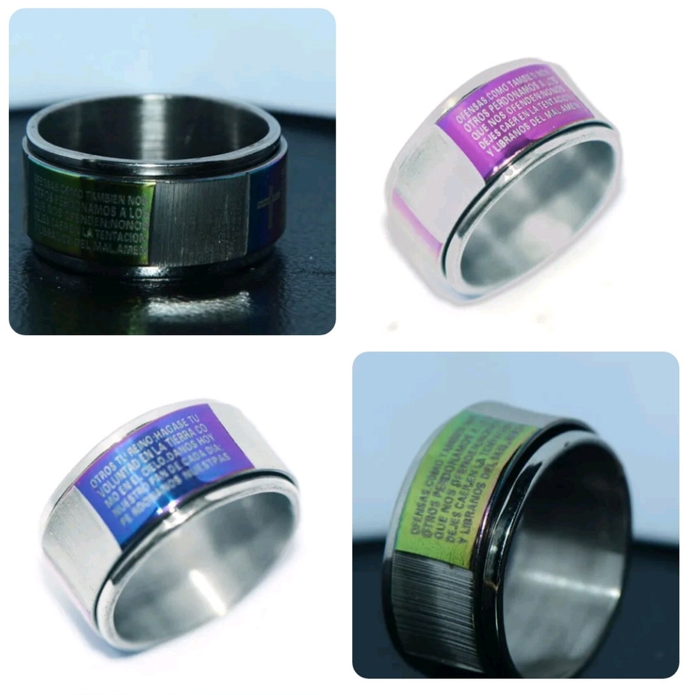 Big Bible Cross Mens Womens Wide Ring size 10